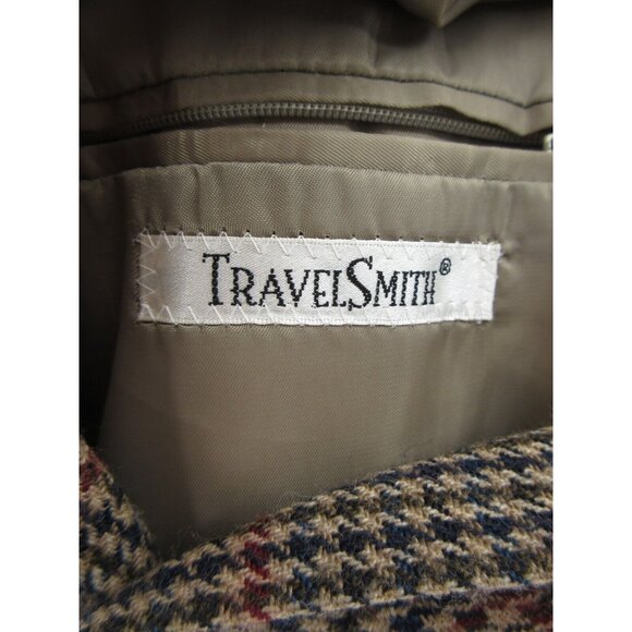 Travel Smith Sport Coat 42 Long Blazer Houndstooth Windowpane Wool - Picture 10 of 13